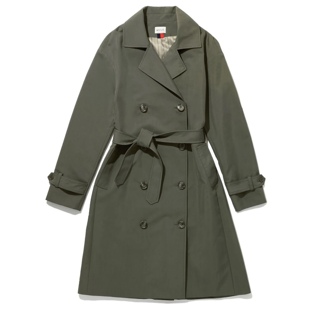 KULE, The ROX Double-Breasted Trench Coat in Olive, Size XS, NWT